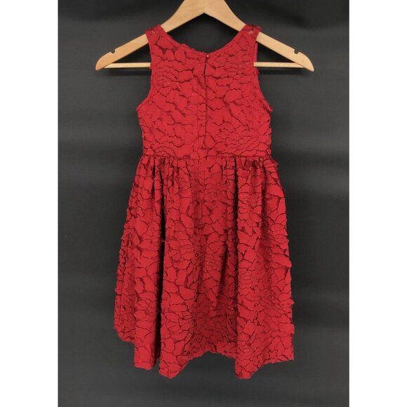 Chasing Fireflies Red Leaf Applique Sleeveless Party Dress Girls 6 Flower Girl - Picture 3 of 9